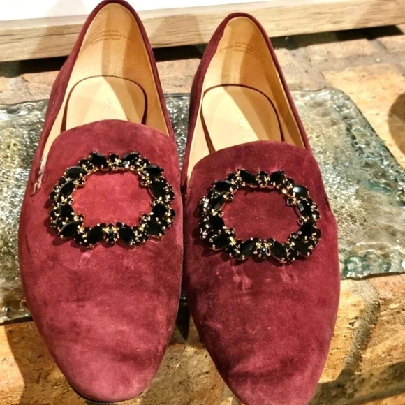Karl Lagerfeld Paris Noor Suede Loafer Flat w Jewel Rhinestone Wmns Sz 8.5 - Picture 3 of 17